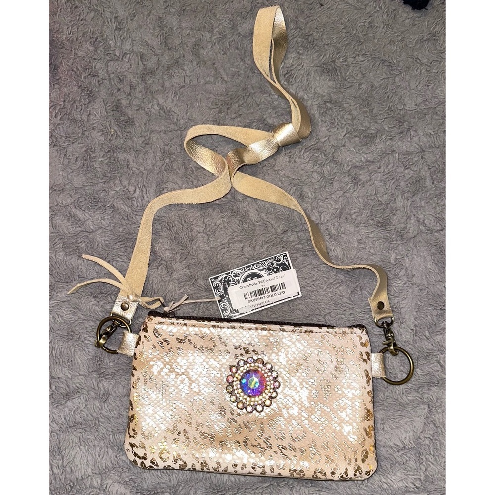 Keep It Gypsy gold crossbody with crystal Bezel